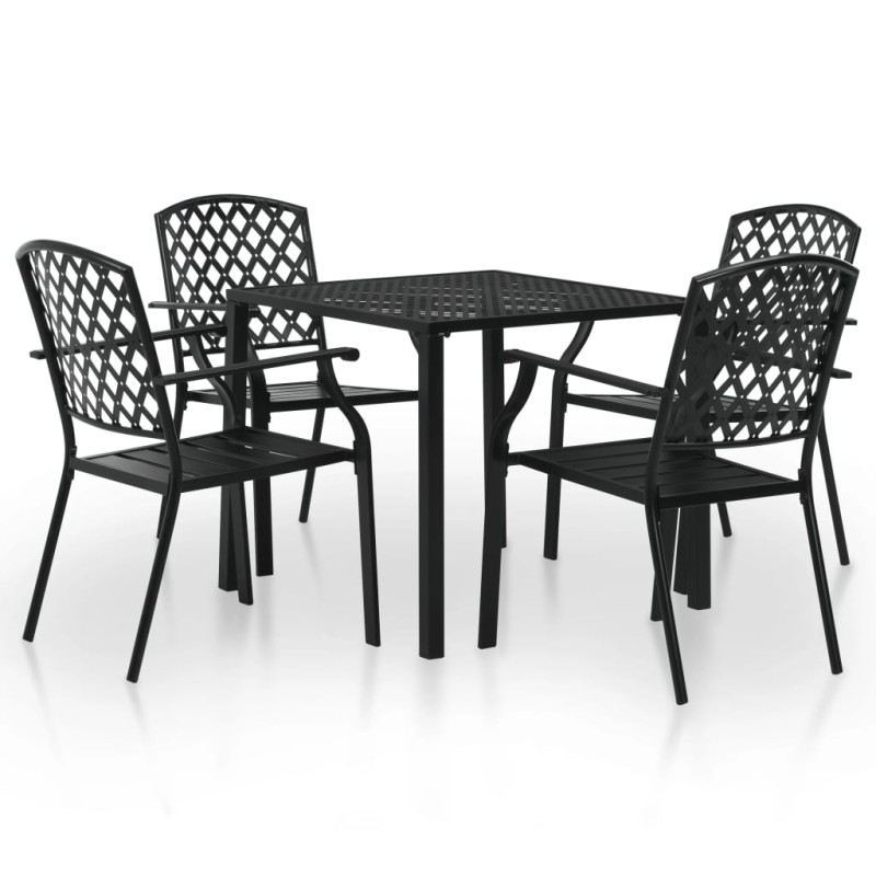 vidaXL 5-tlg. Garten-Essgruppe Stahl Schwarz vidaXL 5-tlg. Garten-Essgruppe Stahl Schwarz