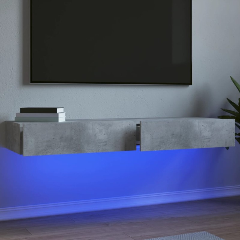 vidaXL TV-Schränke mit LED-Leuchten 2 Stk. Betongrau 60x35x15,5 cm vidaXL TV-Schränke mit LED-Leuchten 2 Stk. Betongrau 60x35x15,5 cm