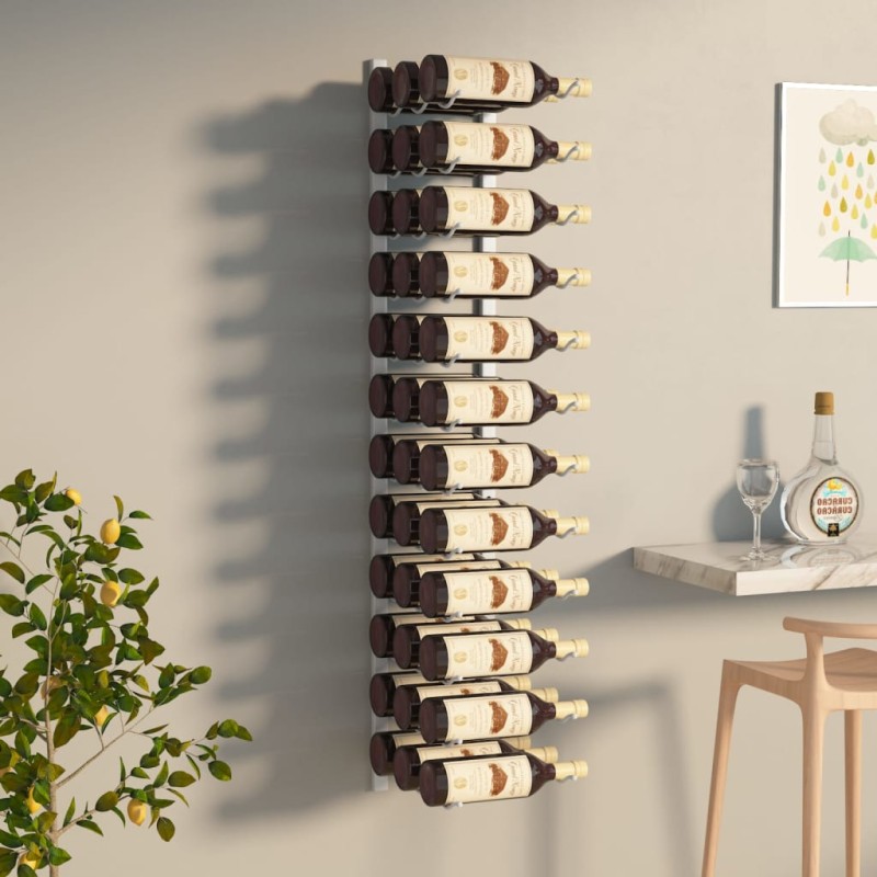 vidaXL Wand-Weinregal für 36 Flaschen Weiß Eisen vidaXL Wand-Weinregal für 36 Flaschen Weiß Eisen
