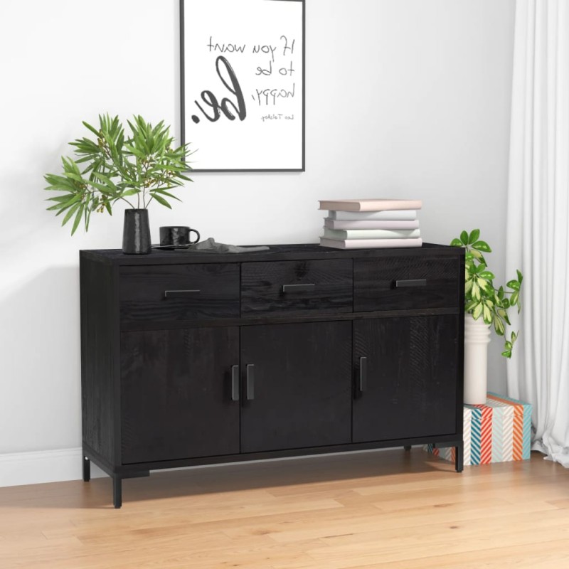 vidaXL Sideboard Schwarz 110x35x70 cm Massivholz Kiefer vidaXL Sideboard Schwarz 110x35x70 cm Massivholz Kiefer