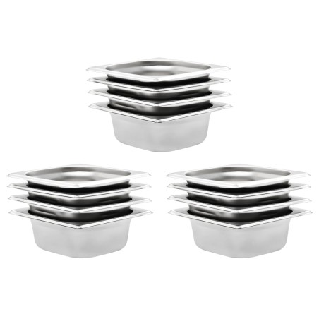 vidaXL Gastronormbehälter 12 Stk. GN 1/6 65 mm Edelstahl 