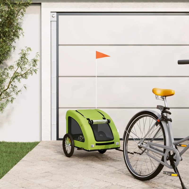 vidaXL Fahrradanhänger für Hunde Grün Oxford-Gewebe und Eisen vidaXL Fahrradanhänger für Hunde Grün Oxford-Gewebe und Eisen