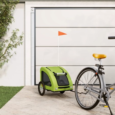 vidaXL Fahrradanhänger für Hunde Grün Oxford-Gewebe und Eisen