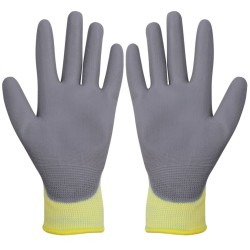 vidaXL Arbeitshandschuhe PU 24 Paar Weiß und Grau Gr. 10/XL