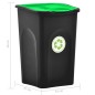 vidaXL Mülleimer mit Klappdeckel 50L Schwarz und Grün vidaXL Mülleimer mit Klappdeckel 50L Schwarz und Grün