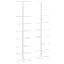 vidaXL Wand-Weinregal für 9 Flaschen 2 Stk. Weiß Eisen