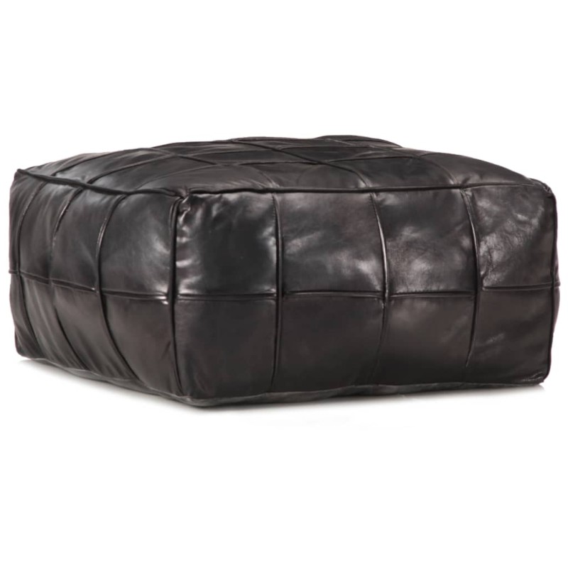 vidaXL Pouf Schwarz 60 x 60 x 30 cm Echtes Ziegenleder vidaXL Pouf Schwarz 60 x 60 x 30 cm Echtes Ziegenleder
