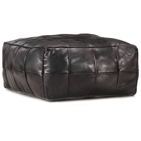 vidaXL Pouf Schwarz 60 x 60 x 30 cm Echtes Ziegenleder