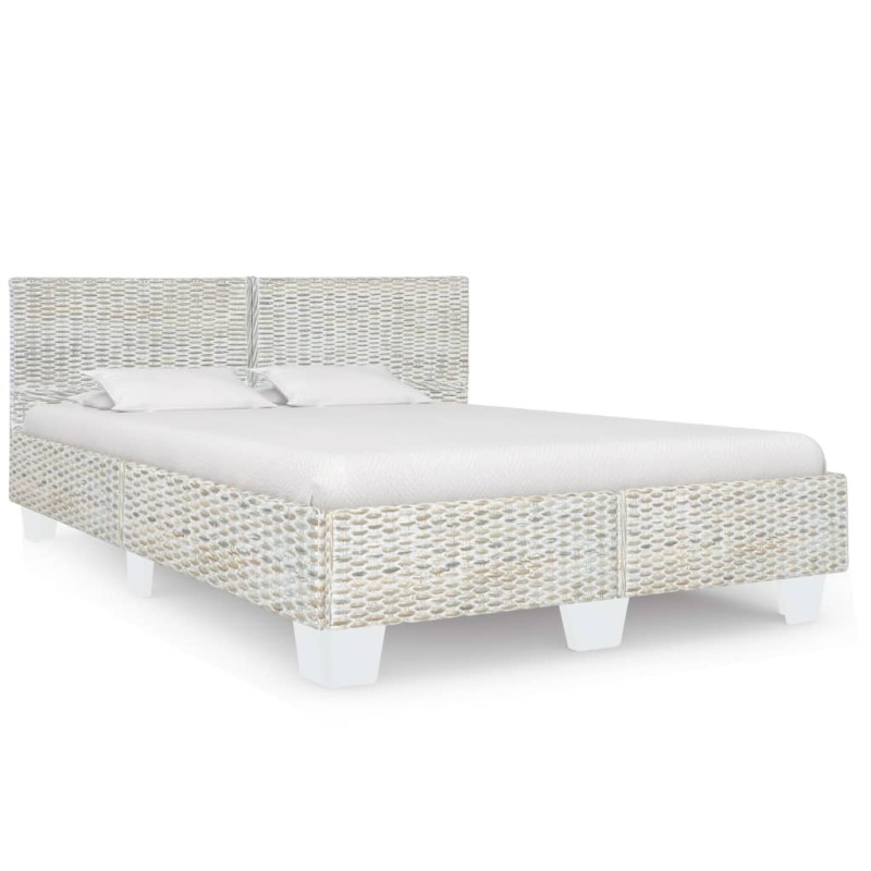 vidaXL Bettgestell Grau Natur Rattan 160 x 200 cm vidaXL Bettgestell Grau Natur Rattan 160 x 200 cm