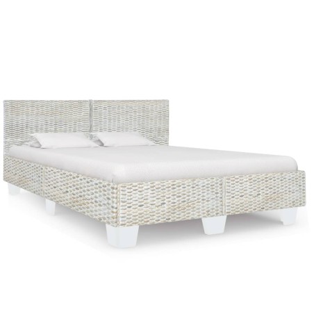 vidaXL Bettgestell Grau Natur Rattan 160 x 200 cm