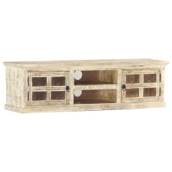 vidaXL TV-Schrank Weiß 130×30×36 cm Massivholz Mango