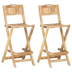 vidaXL Klappbare Garten-Barstühle 2 Stk. Massivholz Mango