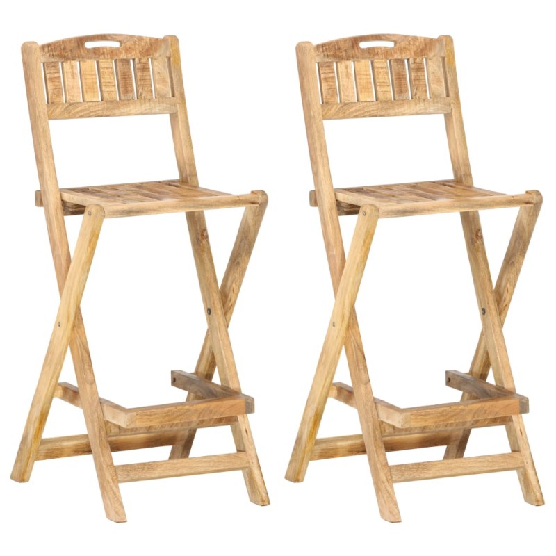 vidaXL Klappbare Garten-Barstühle 2 Stk. Massivholz Mango vidaXL Klappbare Garten-Barstühle 2 Stk. Massivholz Mango