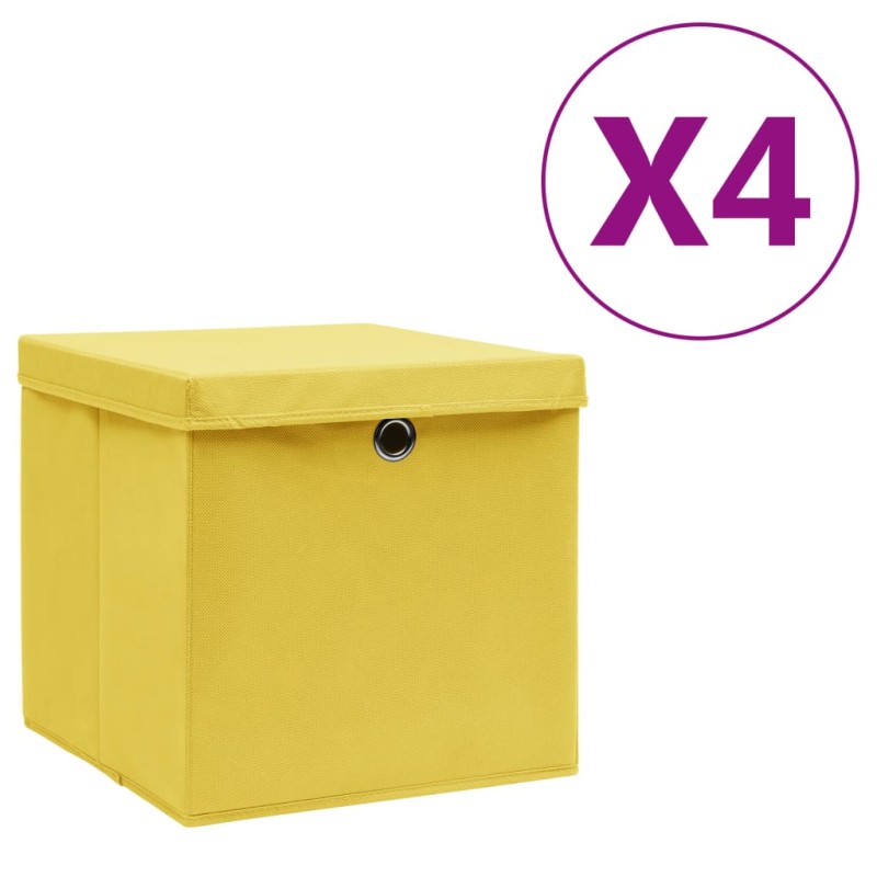 vidaXL Aufbewahrungsboxen mit Deckeln 4 Stk. 28x28x28 cm Gelb vidaXL Aufbewahrungsboxen mit Deckeln 4 Stk. 28x28x28 cm Gelb