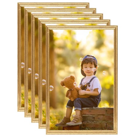 vidaXL Bilderrahmen Collage 5 Stk. für Wand Golden 42x59,4 cm MDF