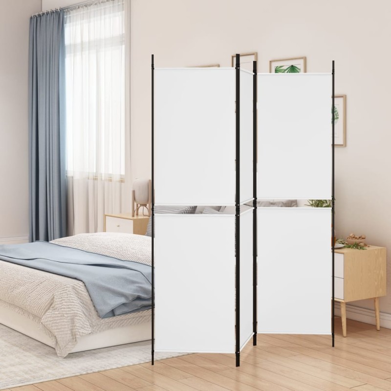vidaXL 3-tlg. Paravent Weiß 150x180 cm Stoff vidaXL 3-tlg. Paravent Weiß 150x180 cm Stoff