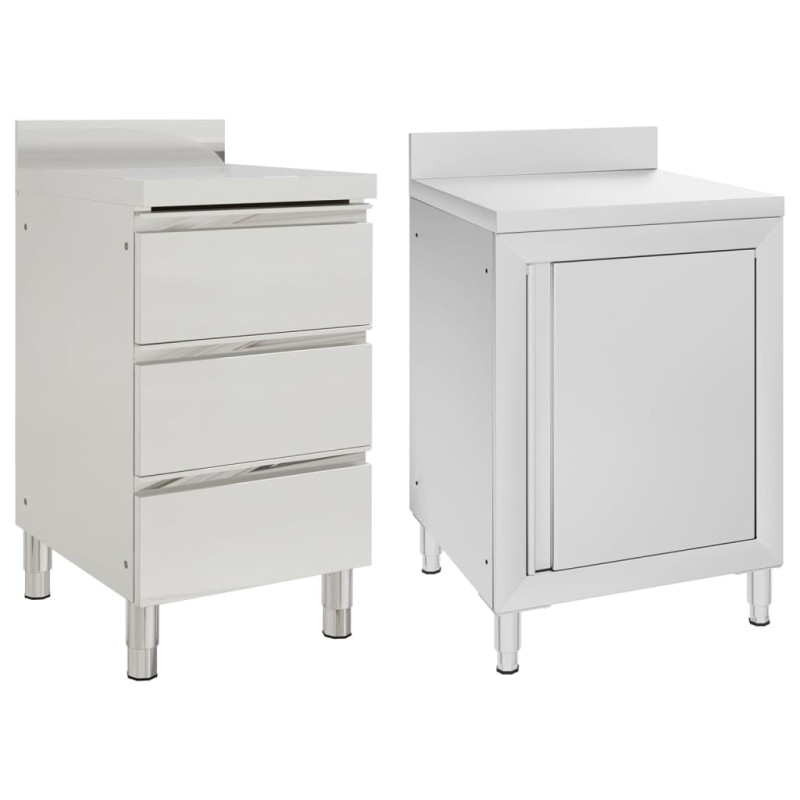 vidaXL Gastro-Küchenschränke 2 Stk. Edelstahl vidaXL Gastro-Küchenschränke 2 Stk. Edelstahl