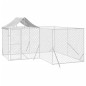 vidaXL Outdoor-Hundezwinger mit Dach Silbern 4x4x2,5m Verzinkter Stahl vidaXL Outdoor-Hundezwinger mit Dach Silbern 4x4x2,5m Verzinkter Stahl