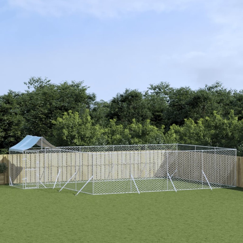 vidaXL Outdoor-Hundezwinger mit Dach Silbern 10x6x2,5 m Stahl Verzinkt vidaXL Outdoor-Hundezwinger mit Dach Silbern 10x6x2,5 m Stahl Verzinkt