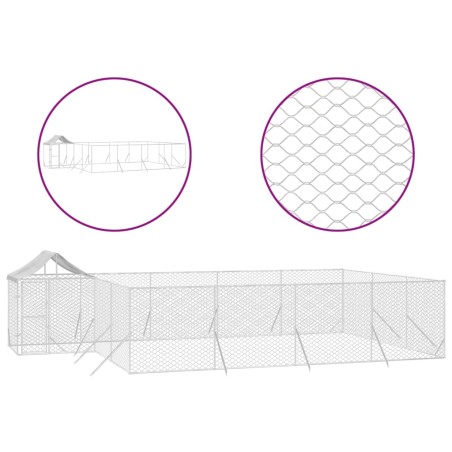vidaXL Outdoor-Hundezwinger mit Dach Silbern 10x6x2,5 m Stahl Verzinkt
