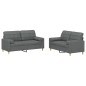 vidaXL 2-tlg. Sofagarnitur mit Kissen Dunkelgrau Stoff vidaXL 2-tlg. Sofagarnitur mit Kissen Dunkelgrau Stoff