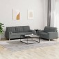 vidaXL 2-tlg. Sofagarnitur mit Kissen Dunkelgrau Stoff vidaXL 2-tlg. Sofagarnitur mit Kissen Dunkelgrau Stoff