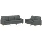 vidaXL 2-tlg. Sofagarnitur mit Kissen Dunkelgrau Stoff vidaXL 2-tlg. Sofagarnitur mit Kissen Dunkelgrau Stoff