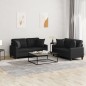 vidaXL 2-tlg. Sofagarnitur mit Kissen Schwarz Kunstleder vidaXL 2-tlg. Sofagarnitur mit Kissen Schwarz Kunstleder