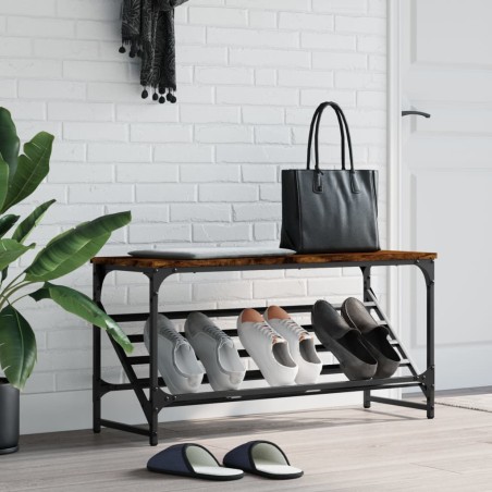 vidaXL Schuhregal Räuchereiche 90x30x45 cm Holzwerkstoff