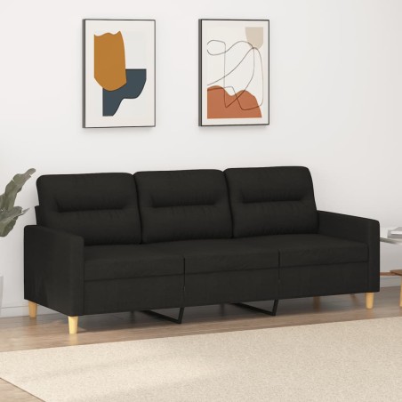 vidaXL 3-Sitzer-Sofa Schwarz 180 cm Stoff