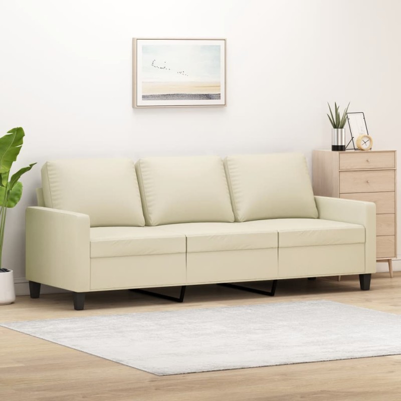 vidaXL 3-Sitzer-Sofa Creme 180 cm Kunstleder vidaXL 3-Sitzer-Sofa Creme 180 cm Kunstleder