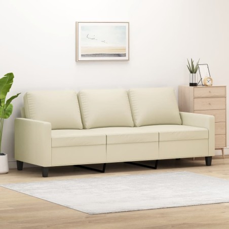 vidaXL 3-Sitzer-Sofa Creme 180 cm Kunstleder
