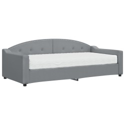 vidaXL Tagesbett mit Matratze Hellgrau 90x200 cm Stoff