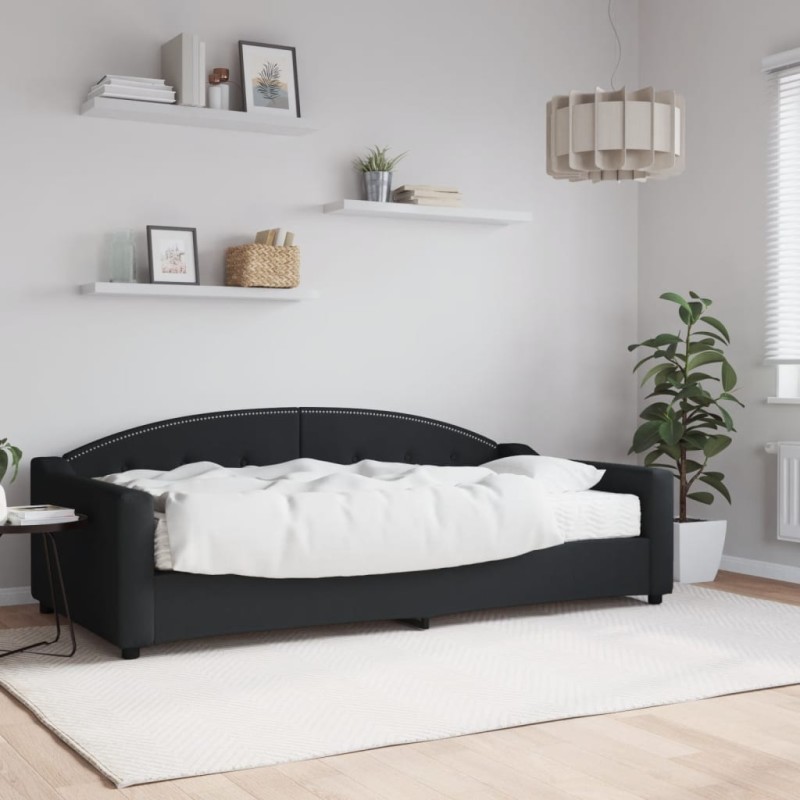vidaXL Tagesbett mit Matratze Schwarz 100x200 cm Stoff vidaXL Tagesbett mit Matratze Schwarz 100x200 cm Stoff