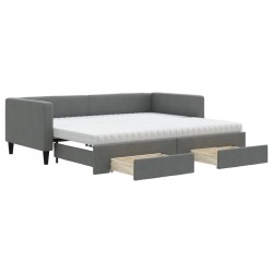 vidaXL Tagesbett Ausziehbar mit Schubladen Dunkelgrau 90x200 cm Stoff