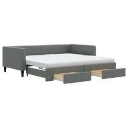 vidaXL Tagesbett Ausziehbar mit Schubladen Dunkelgrau 100x200 cm Stoff