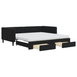 vidaXL Tagesbett Ausziehbar mit Schubladen Schwarz 100x200 cm Samt