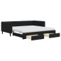 vidaXL Tagesbett Ausziehbar mit Schubladen Schwarz 100x200 cm Samt vidaXL Tagesbett Ausziehbar mit Schubladen Schwarz 100x200 cm Samt