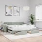 vidaXL Tagesbett Ausziehbar mit Schubladen Hellgrau 90x200 cm Samt