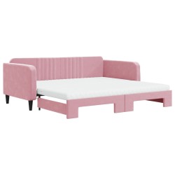 vidaXL Tagesbett Ausziehbar mit Matratzen Rosa 100x200 cm Samt