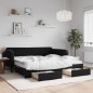 vidaXL Tagesbett Ausziehbar mit Schubladen Schwarz 100x200 cm Samt vidaXL Tagesbett Ausziehbar mit Schubladen Schwarz 100x200 cm Samt