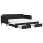 vidaXL Tagesbett Ausziehbar mit Schubladen Schwarz 100x200 cm Samt vidaXL Tagesbett Ausziehbar mit Schubladen Schwarz 100x200 cm Samt