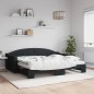 vidaXL Tagesbett Ausziehbar mit Matratzen Schwarz 90x200 cm Stoff vidaXL Tagesbett Ausziehbar mit Matratzen Schwarz 90x200 cm Stoff