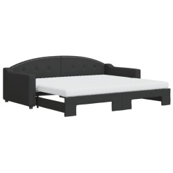 vidaXL Tagesbett Ausziehbar mit Matratzen Schwarz 90x200 cm Stoff