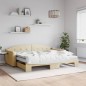 vidaXL Tagesbett Ausziehbar mit Matratzen Creme 90x200 cm Stoff vidaXL Tagesbett Ausziehbar mit Matratzen Creme 90x200 cm Stoff