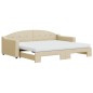 vidaXL Tagesbett Ausziehbar mit Matratzen Creme 90x200 cm Stoff vidaXL Tagesbett Ausziehbar mit Matratzen Creme 90x200 cm Stoff