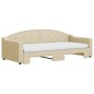 vidaXL Tagesbett Ausziehbar mit Matratzen Creme 90x200 cm Stoff vidaXL Tagesbett Ausziehbar mit Matratzen Creme 90x200 cm Stoff