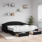 vidaXL Tagesbett Ausziehbar mit Schubladen Schwarz 90x190 cm Stoff vidaXL Tagesbett Ausziehbar mit Schubladen Schwarz 90x190 cm Stoff