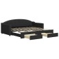 vidaXL Tagesbett Ausziehbar mit Schubladen Schwarz 90x190 cm Stoff vidaXL Tagesbett Ausziehbar mit Schubladen Schwarz 90x190 cm Stoff