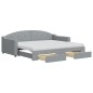 vidaXL Tagesbett Ausziehbar mit Schubladen Hellgrau 90x200 cm Stoff vidaXL Tagesbett Ausziehbar mit Schubladen Hellgrau 90x200 cm Stoff